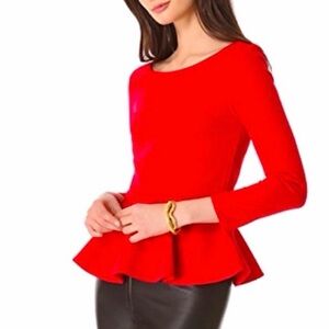 Alice+Olivia Red Peplum Top